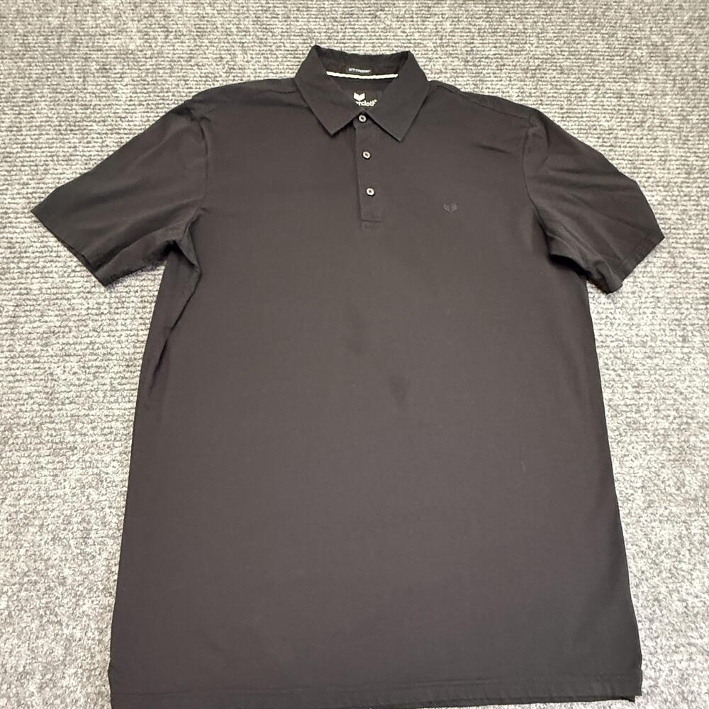 Buttercloth Polo Shirt Mens Medium Black Solid Icy Cotton Stretch Performance